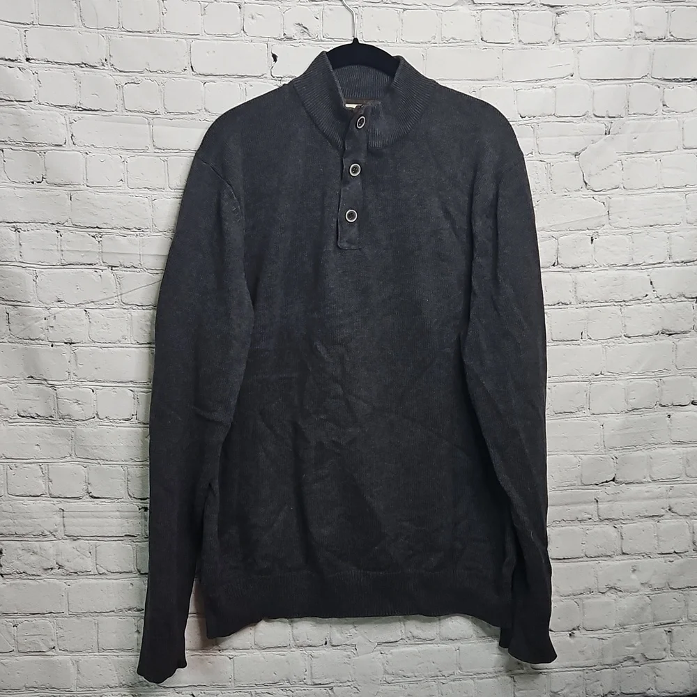 Fredrik Anderson Copenhagen Grey Half Zip Button Sweater XLarge